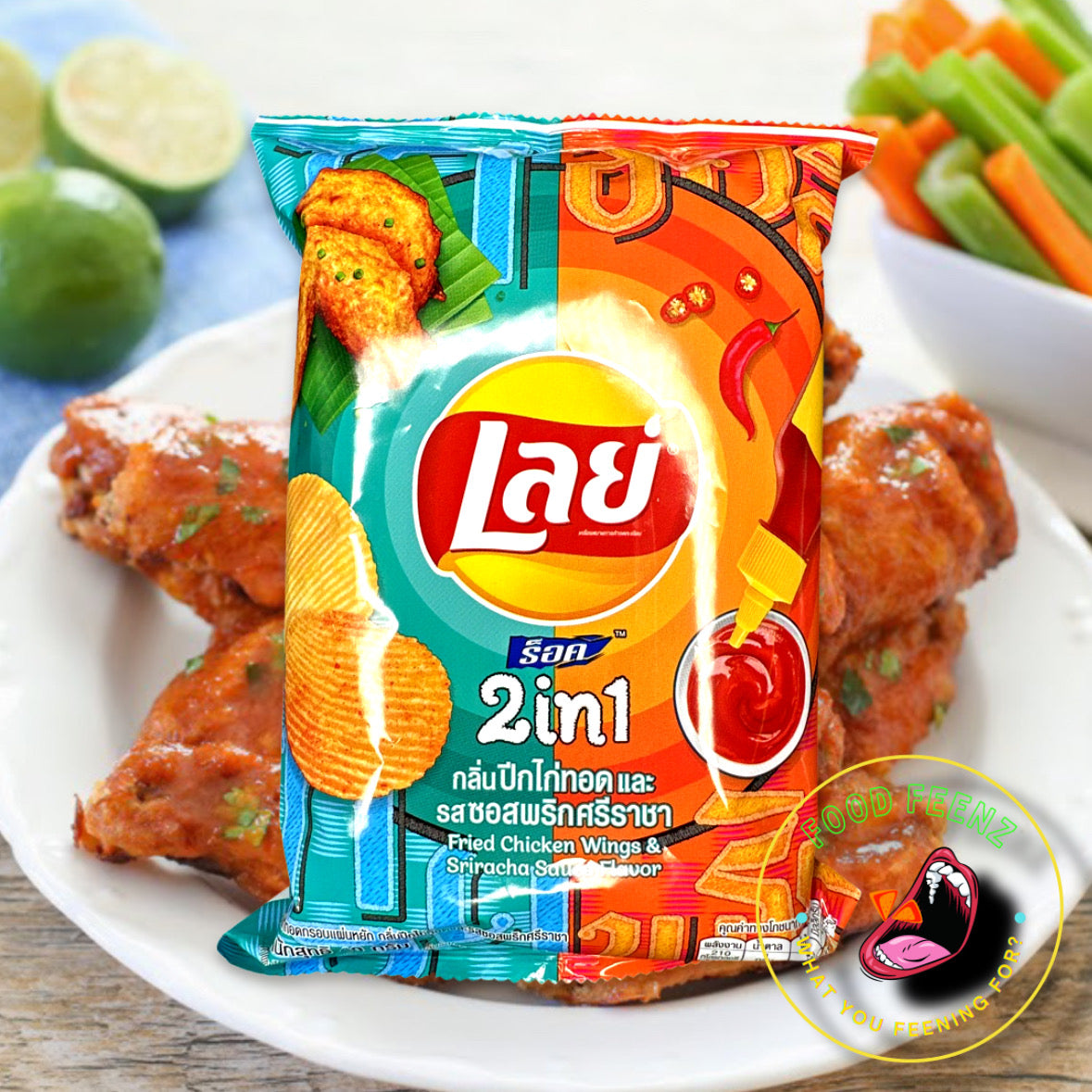 Lay's 2 in 1 Fried Chicken Wings & Sriracha Sauce Flavor (Thailand)
